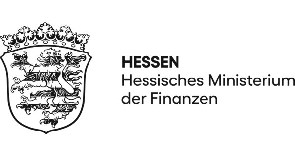 Das Hessische Ministerium der Finanzen-Logo verlinkt auf die Website unter https://finanzen.hessen.de/