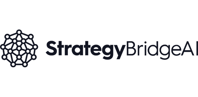 Das StrategyBridgeAI-Logo verlinkt auf die Website unter https://www.strategybridge.ai/