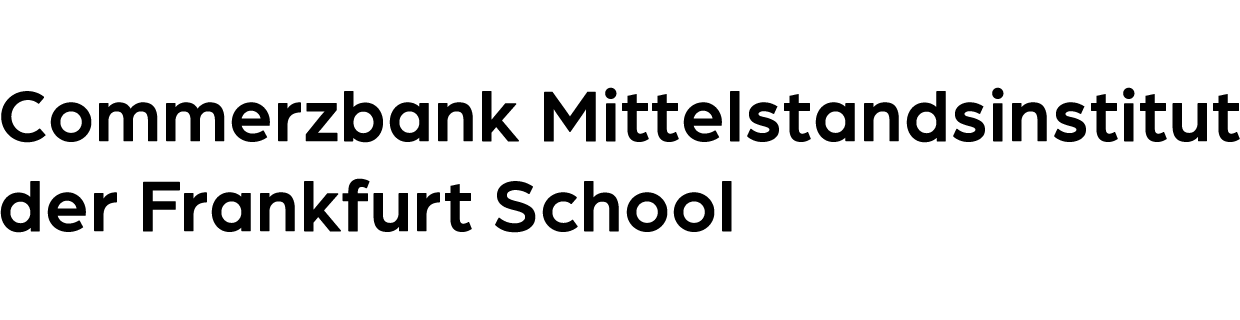 Das Commerzbank-Mittelstandsinstitut-der-Frankfurt-School-Schriftzug verlinkt auf die Website unter https://www.frankfurt-school.de/de/research-and-faculty/research-centres/commerzbank-mittelstandsinstitut